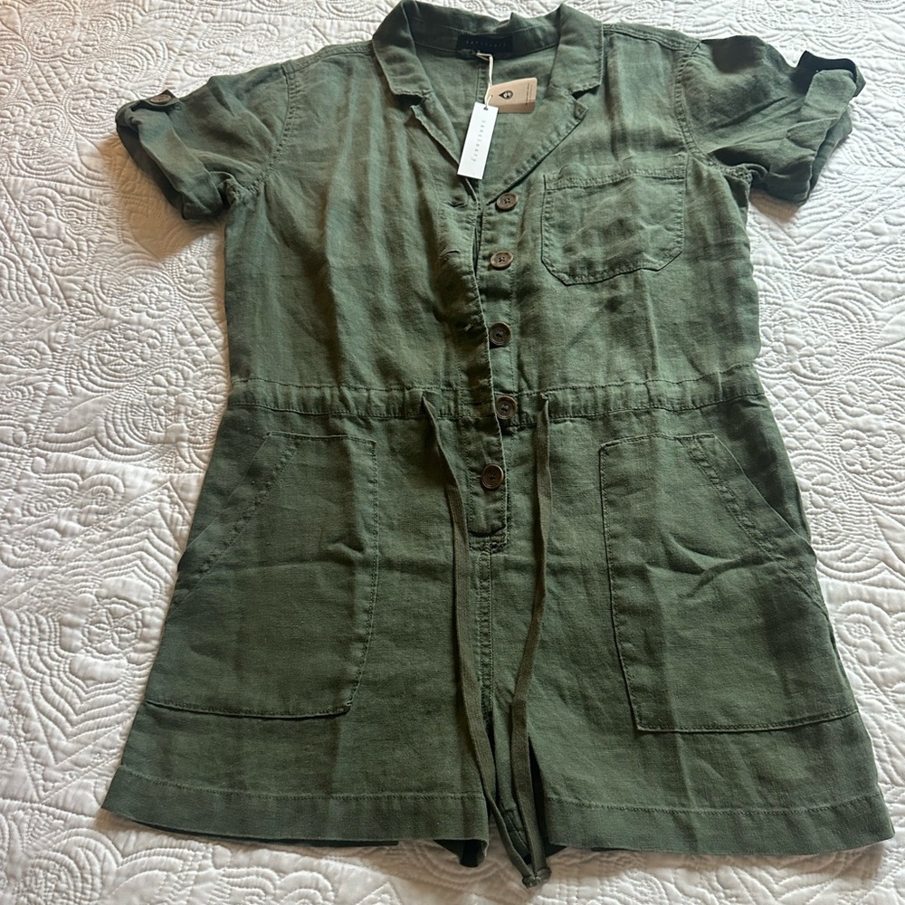 Sanctuary Olive Green Collared Top